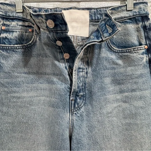 MOTHER PIPE-DREAM BUTTON SNEAK FRAY JEANS IN BLINDED BY THE DARK - SZ - 29